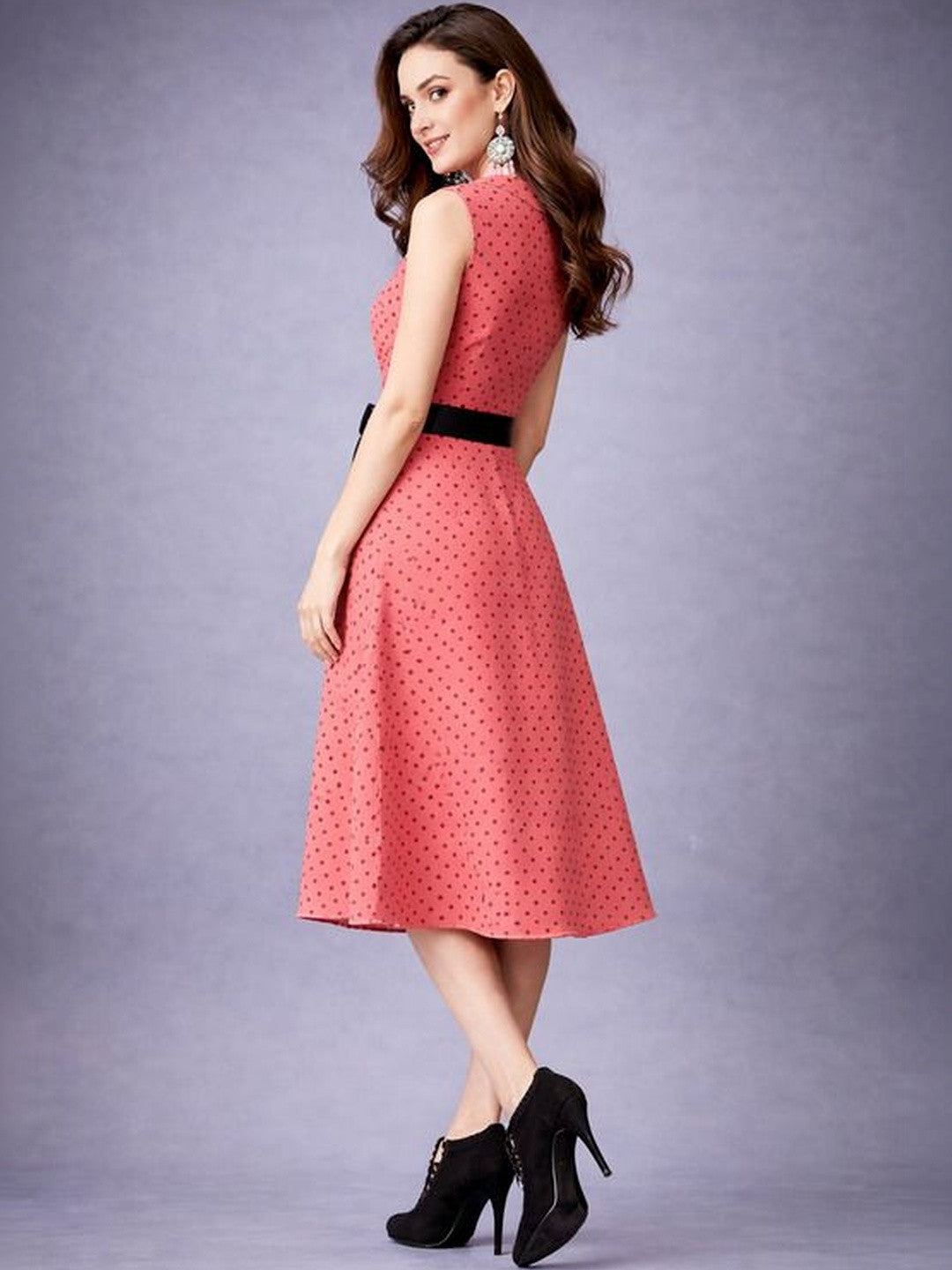 Kotty women printed polka dot midi dress