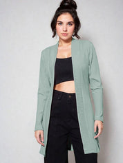 Kotty Shawl Collar Long Sleeves Longline Open Front Shrug