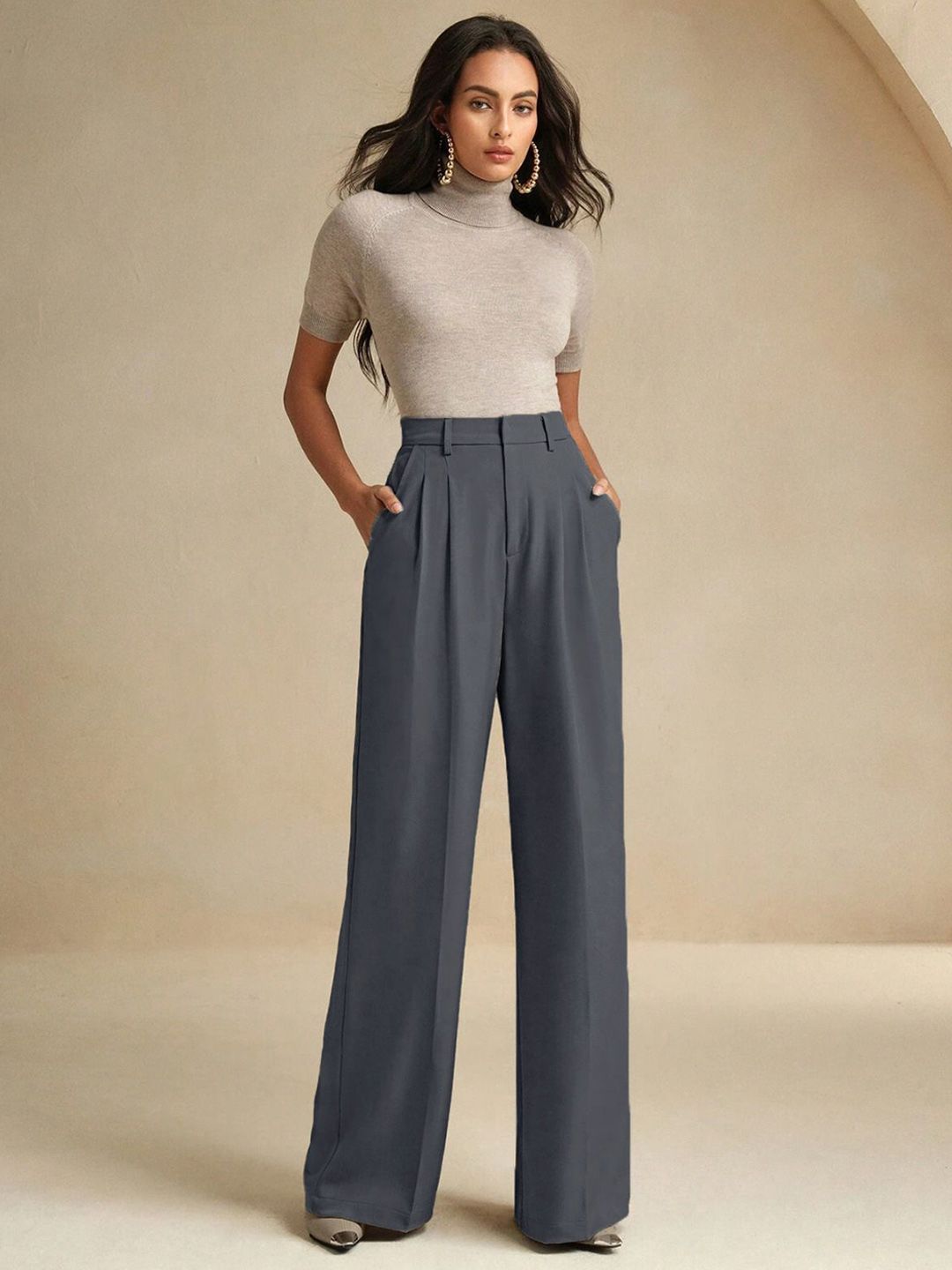 Kotty Women Relaxed Fit High-Rise Trousers