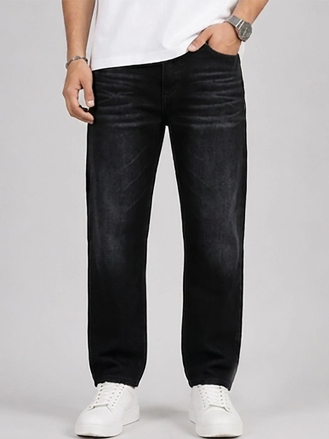 Kotty Men Straight Fit Mid-Rise Stretchable Jeans