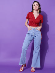 Kotty Women Solid V-Neck Cotton Top