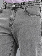 Kotty Men Light Grey Acid Wash Slim-Straight Denim Jeans