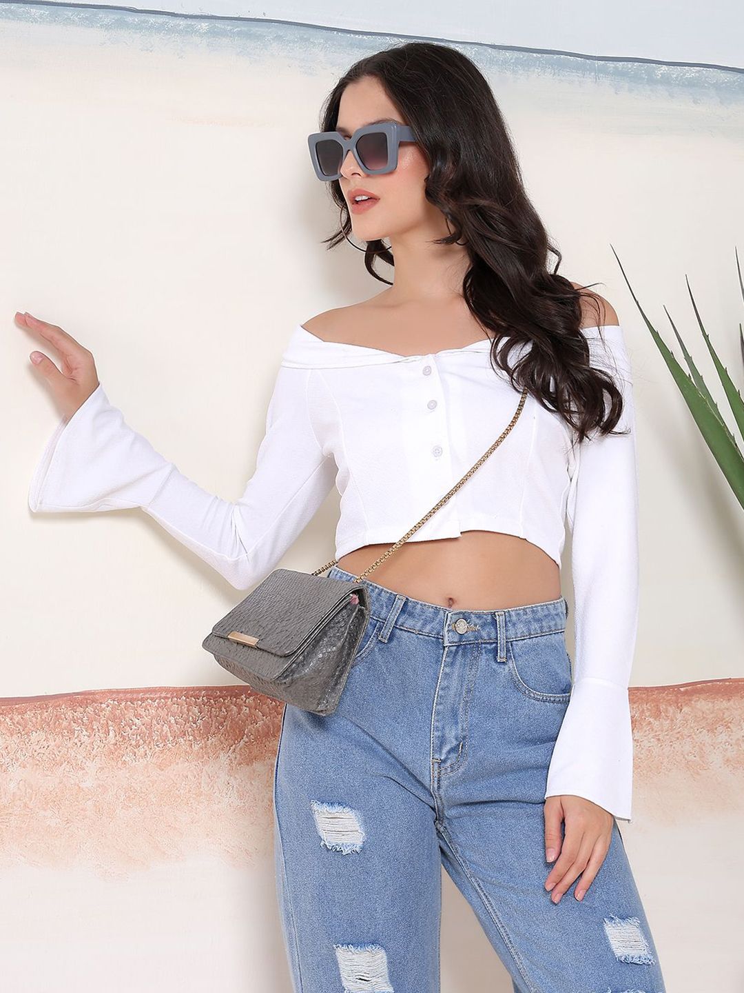Kotty Women Solid Off-Shoulder Bardot Top