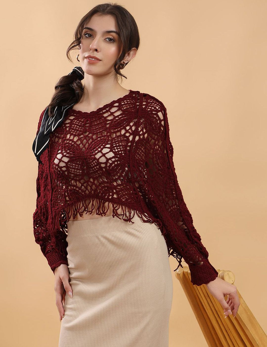 Kotty Women Solid Self Design Cotton Top