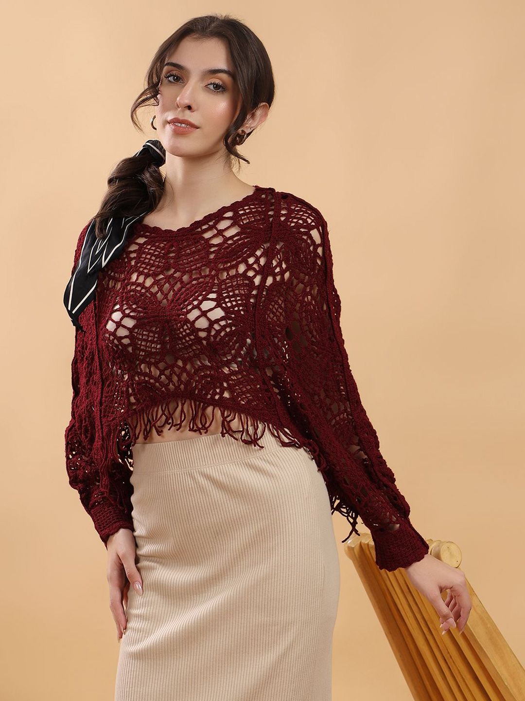 Kotty Women Solid Self Design Cotton Top