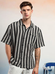 Kotty Men Sheer Striped Casual Shirt