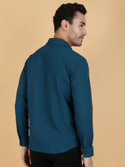 Kotty Men Relaxed Spread Collar Textured Casual Shirt