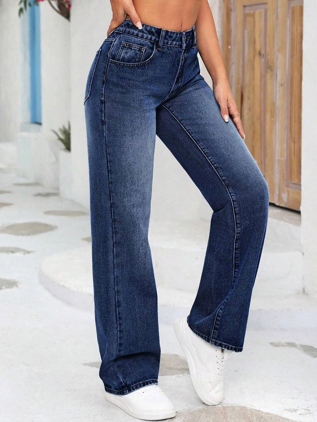 Kotty Women Straight Fit High-Rise Stretchable Cotton Jeans