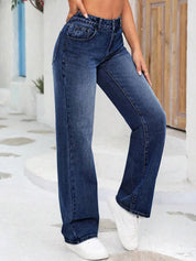 Kotty Women Straight Fit High-Rise Stretchable Cotton Jeans