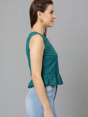 Kotty Top Dusty Teal Women's Round Sleeveless Fashion