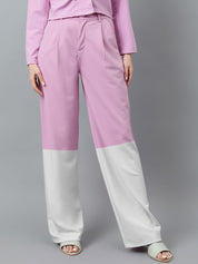 Kotty Women Colourblocked Regular Fit High-Rise Easy Wash Trousers