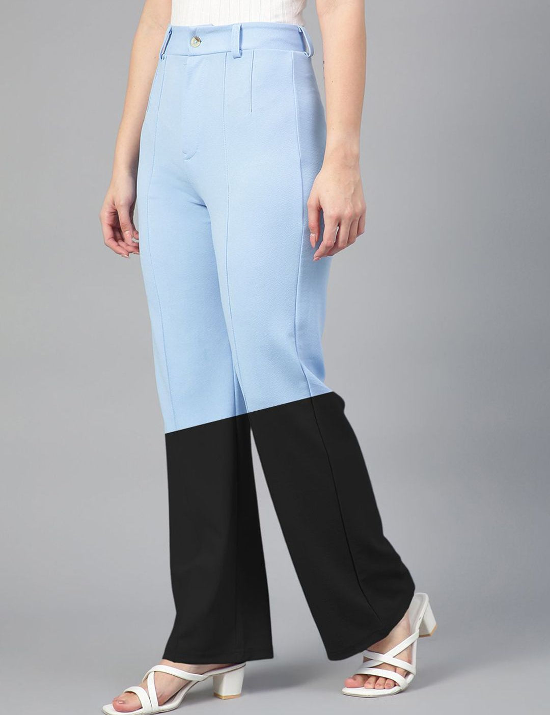 Kotty Women Colourblocked High-Rise Pleated Regular Trousers