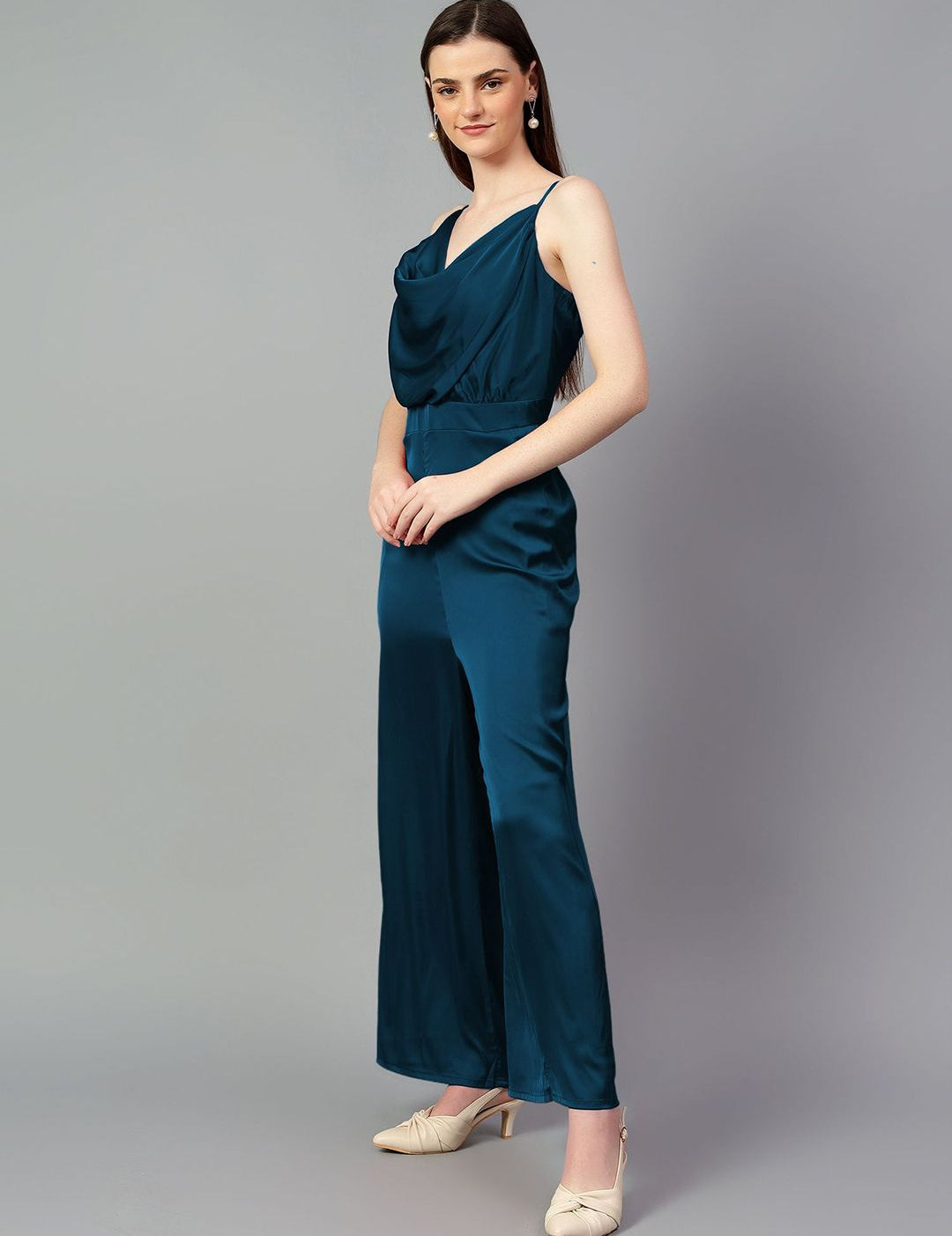 Kotty Cowl Neck Basic Solid Jumpsuit