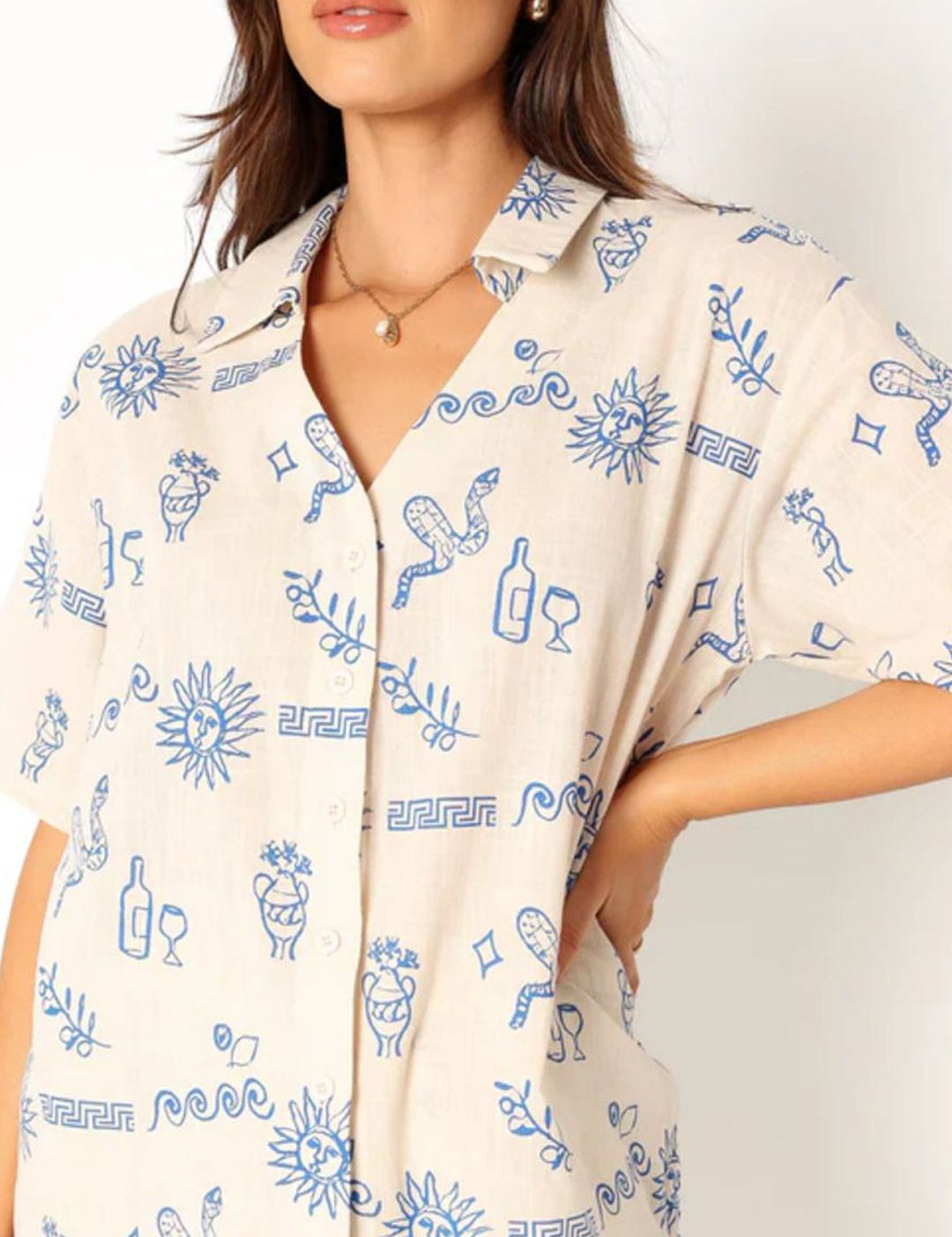 Kotty Women Shirt Collar Multi Dress Set