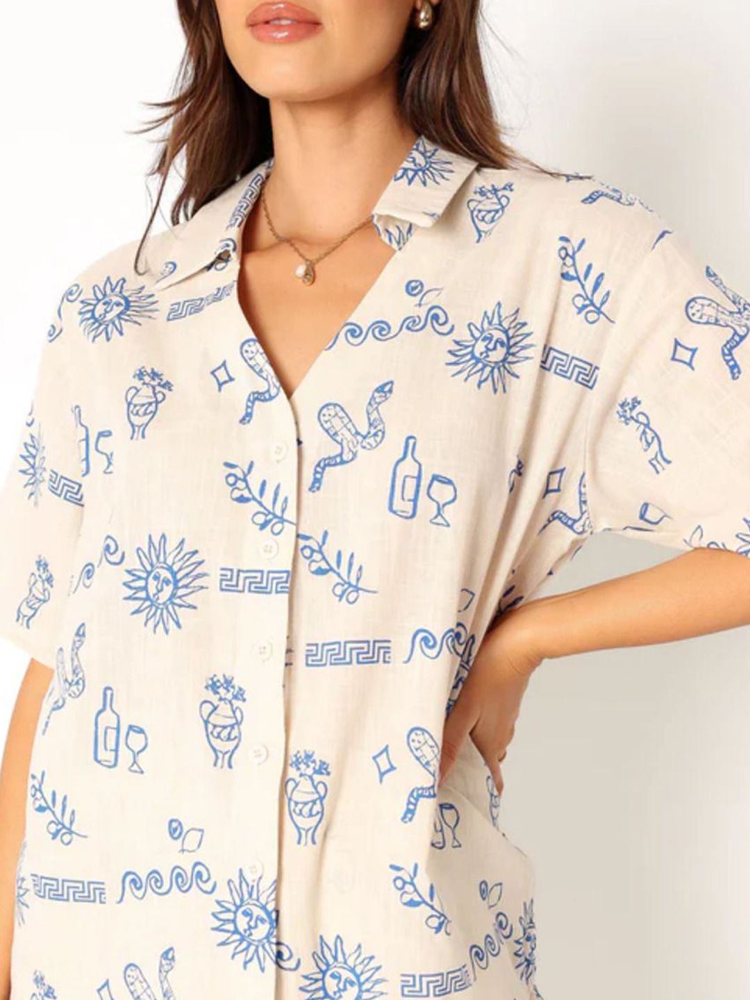 Kotty Women Shirt Collar Multi Dress Set