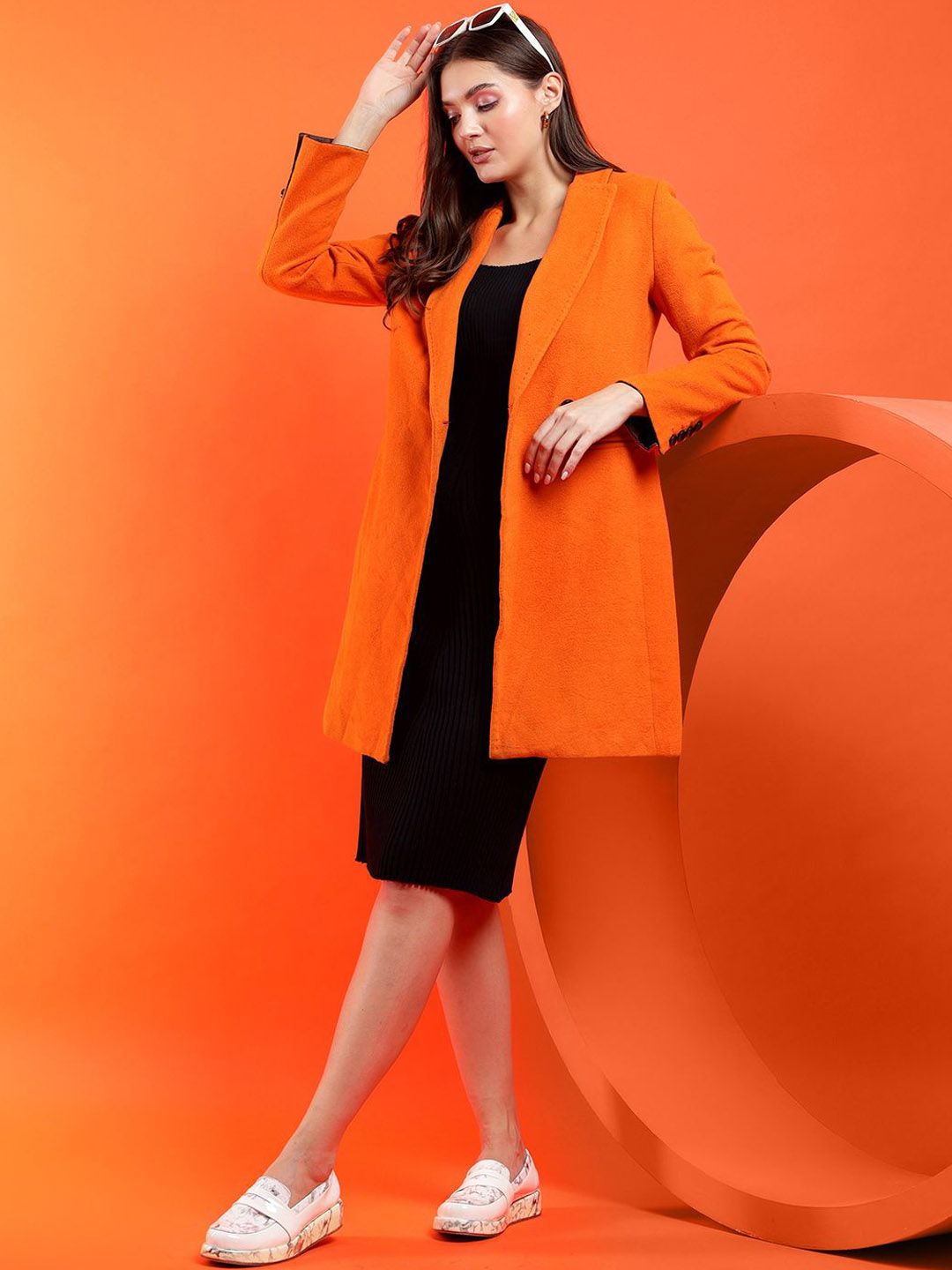 Kotty Solid Shawl Collar Longline Overcoat