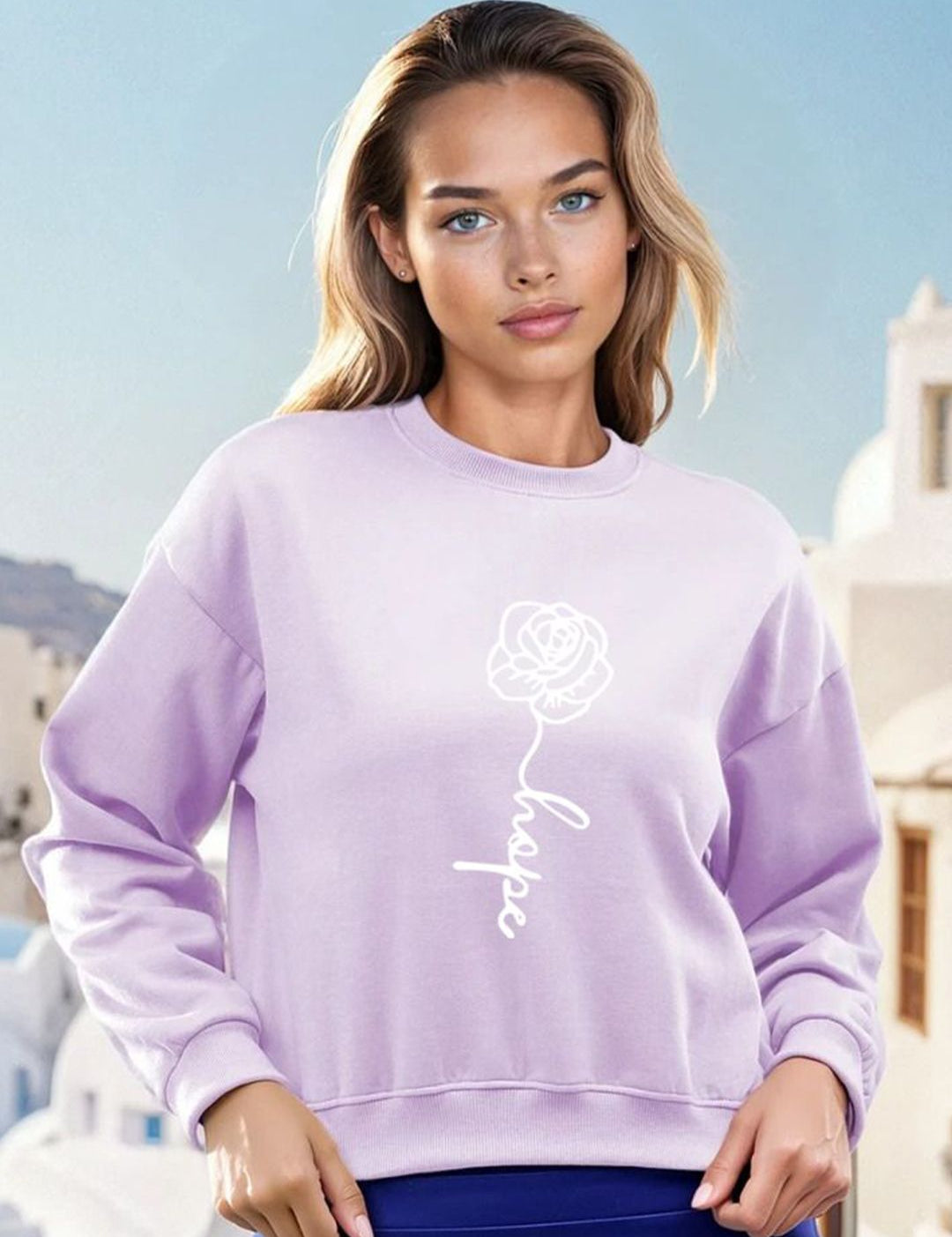 Kotty Women Graphic Printed Round Neck Therma-Fit Sweatshirt