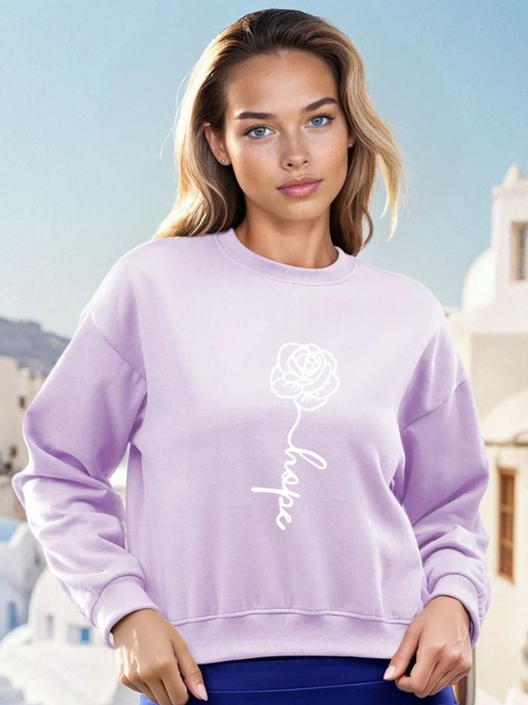 Kotty Women Graphic Printed Round Neck Therma-Fit Sweatshirt