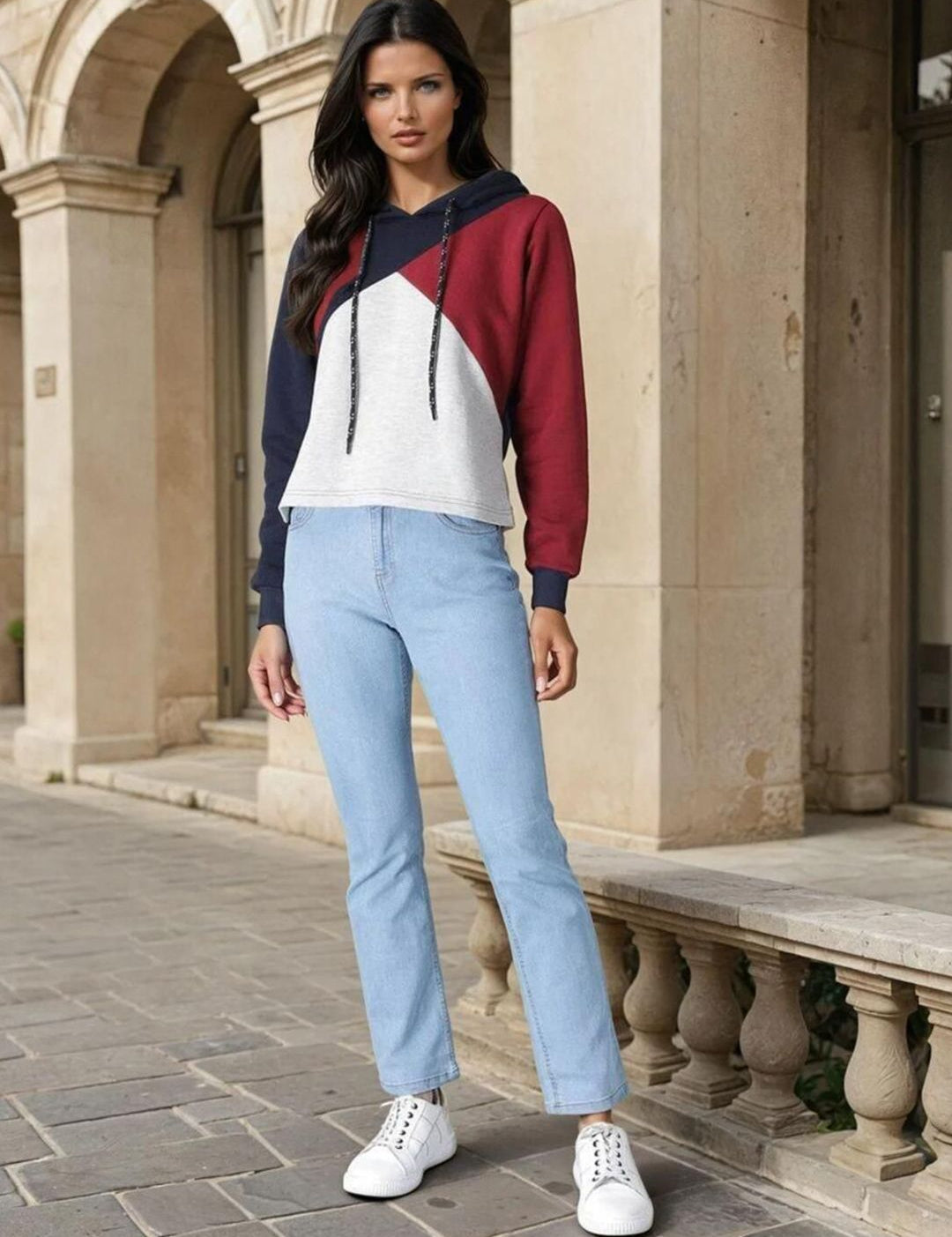 Kotty Women Colourblocked Hooded Sweatshirt