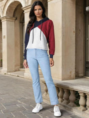 Kotty Women Colourblocked Hooded Sweatshirt