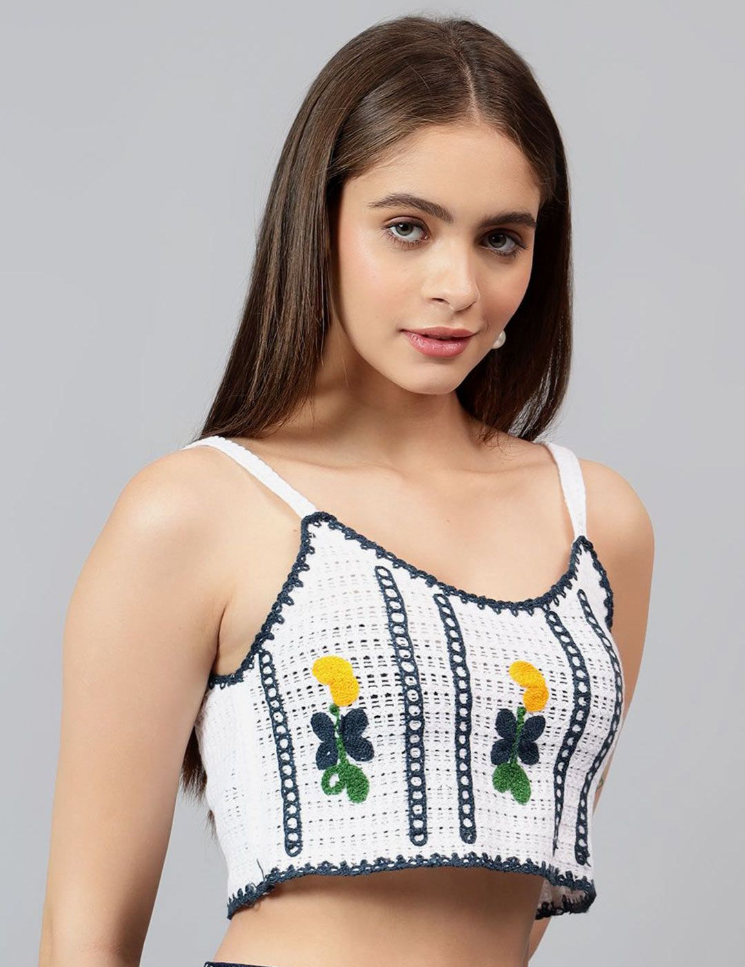 Kotty Women Self Design Scoop Neck Cotton Top