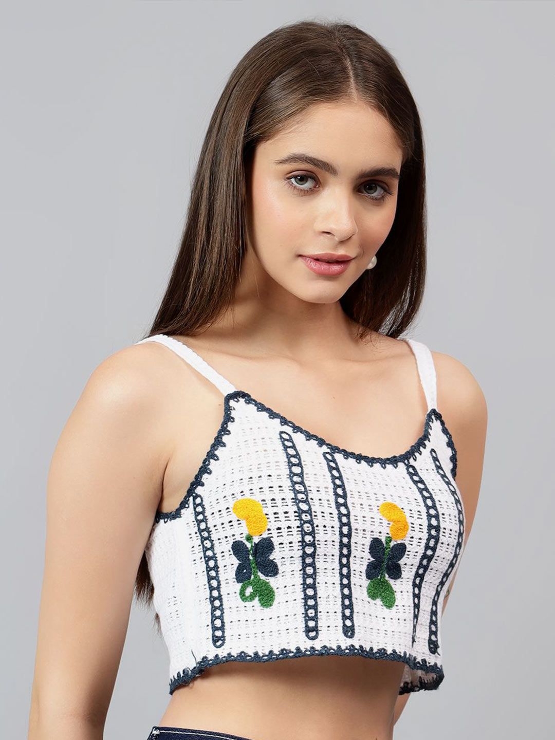 Kotty Women Self Design Scoop Neck Cotton Top