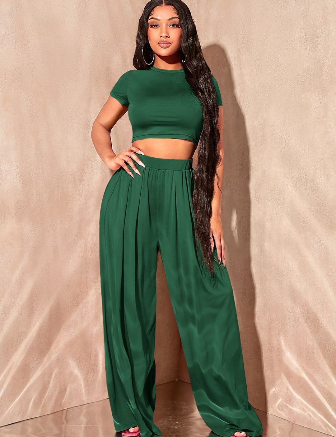 Kotty Round Neck Short Sleeves Top & Palazzo 