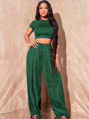 Kotty Round Neck Short Sleeves Top & Palazzo 