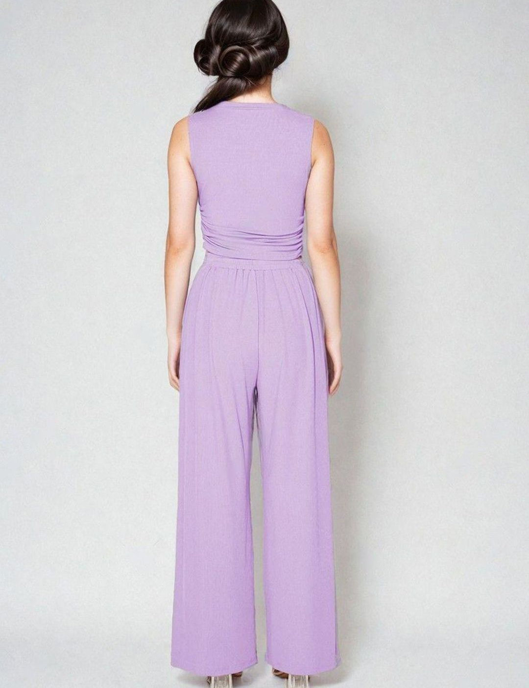 Kotty Purple Round Neck Sleeveless Top With Trouser