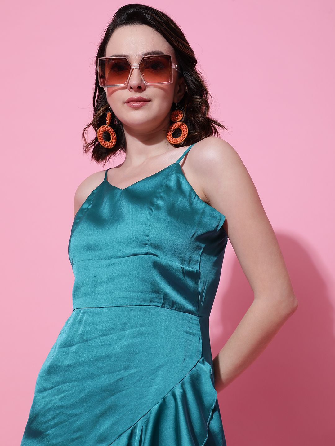 Kotty Women Solid A-Line Midi Dress