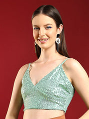 Kotty Embellished Sweetheart Neck Crop Top