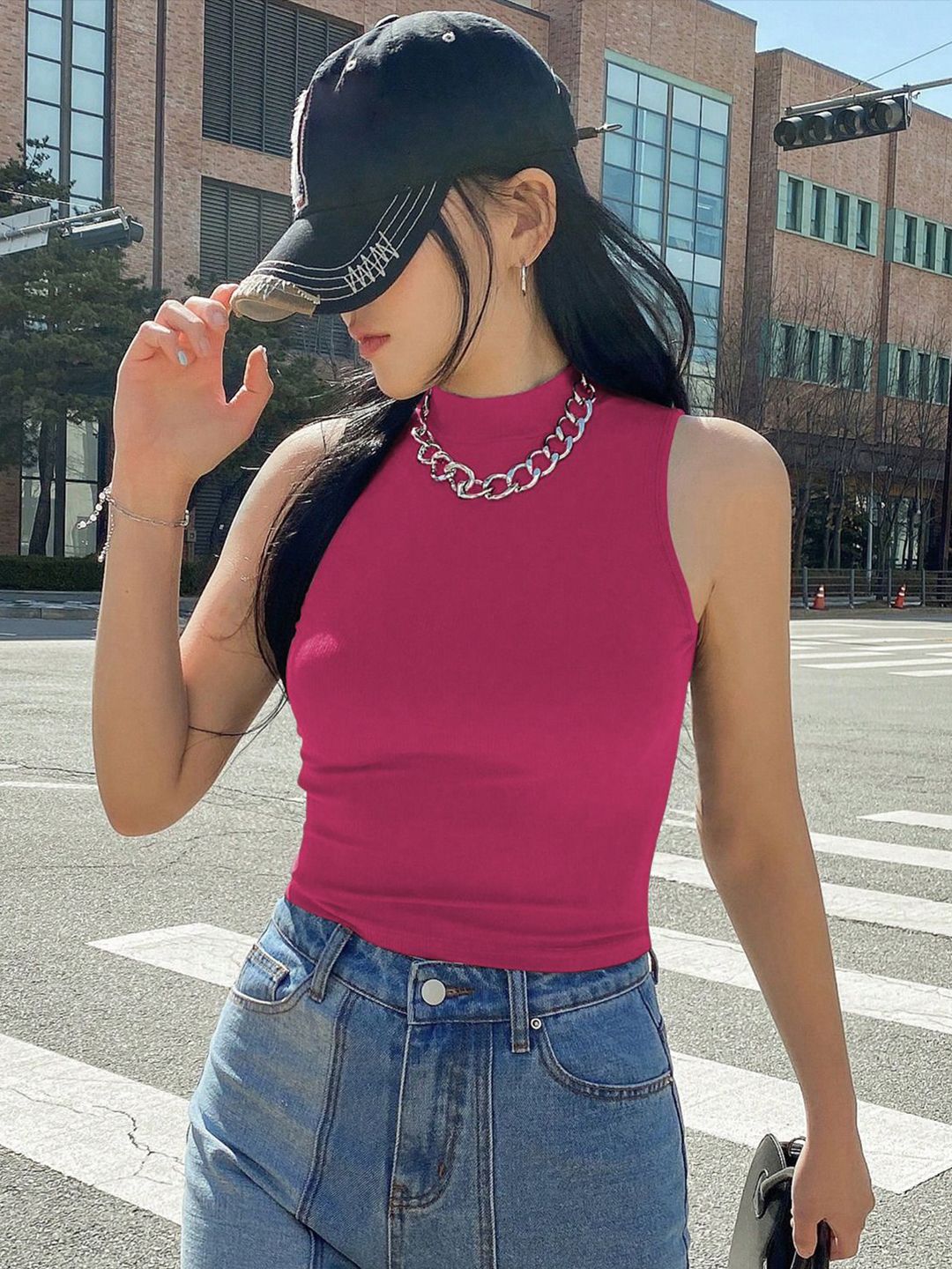 Kotty Women Solid High Neck Top