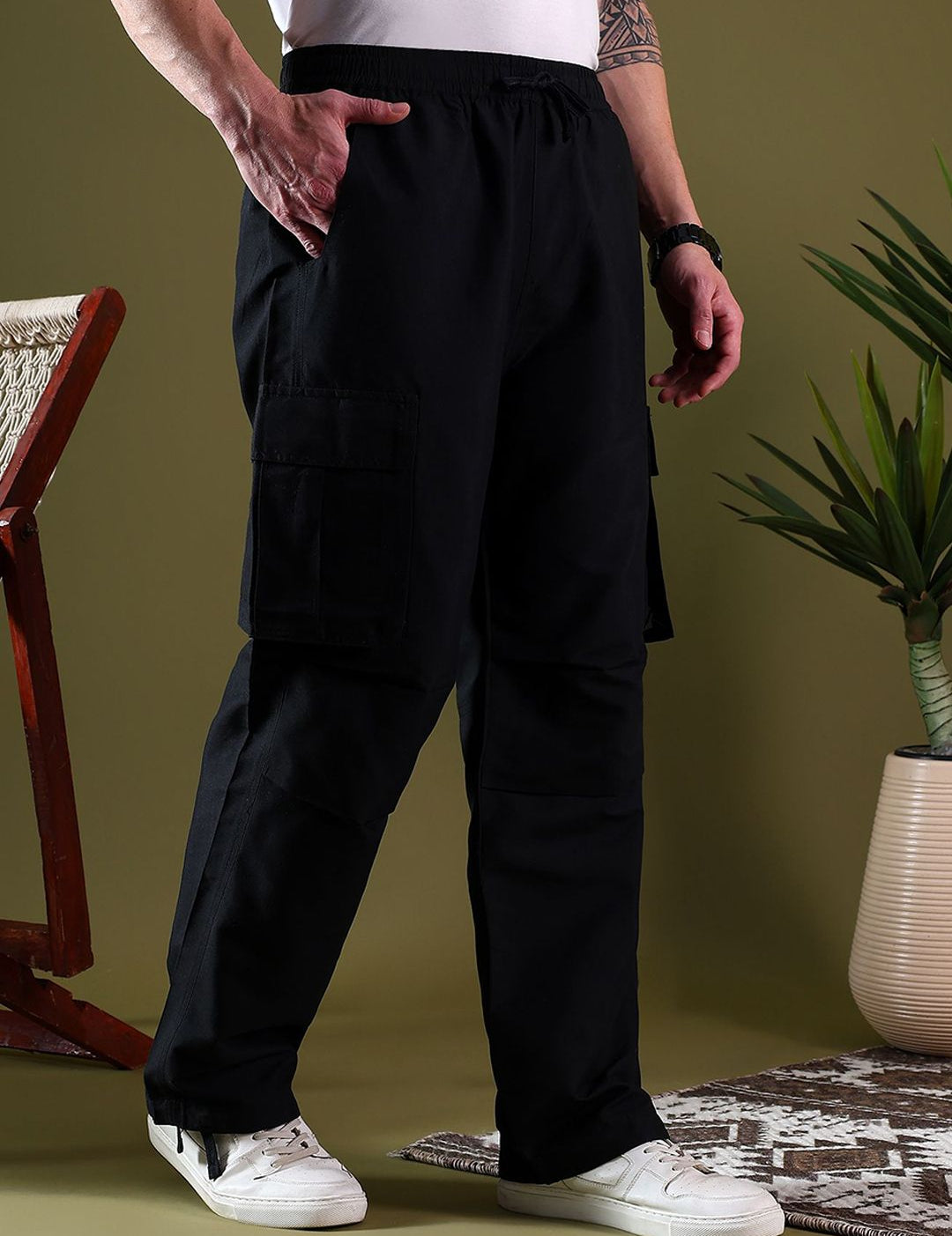 Kotty Men Relaxed Easy Wash Cargos Trousers