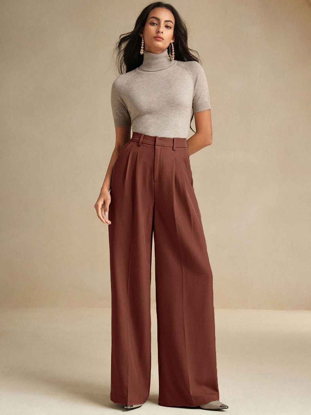 Kotty Women Relaxed Fit High-Rise Pleated Trouser