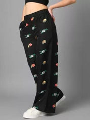 Kotty Women Printed High-Rise Easy Wash Parallel Trousers