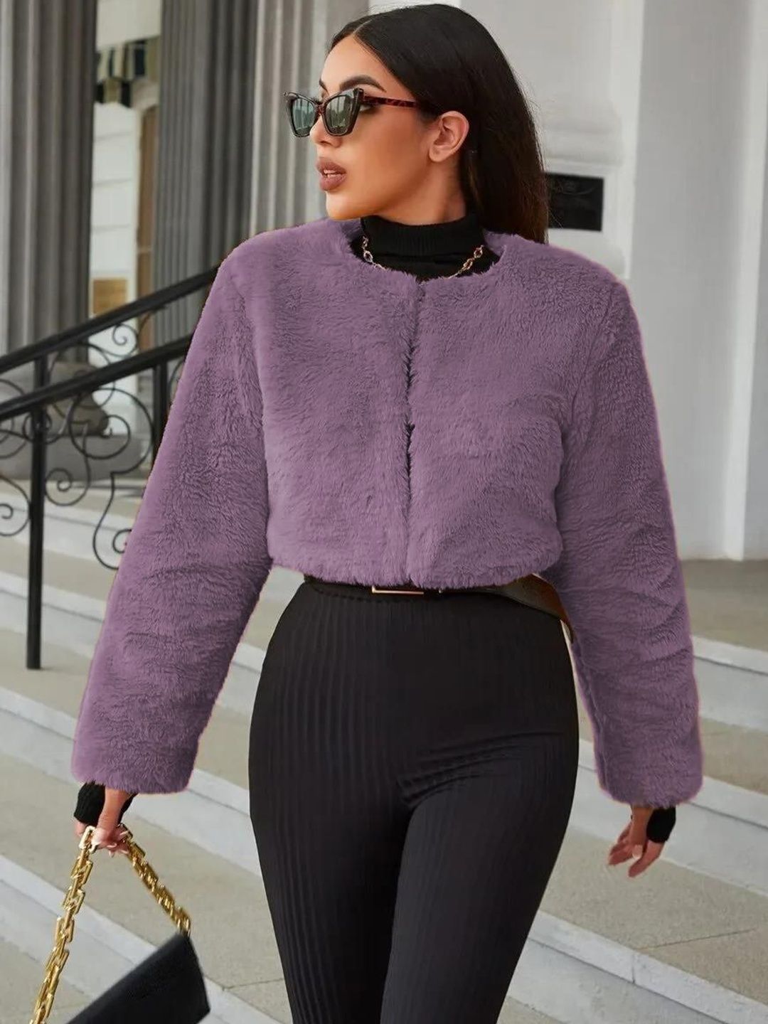 Kotty Women Collarless Self Design Open Front Jacket