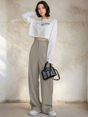 Kotty Women Relaxed Straight Leg Straight Fit High-Rise Easy Wash Trousers