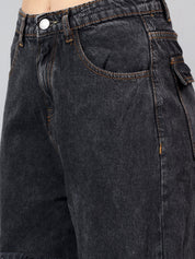 Kotty Women Straight Fit High-Rise Low Distress Stretchable Cargo Jeans