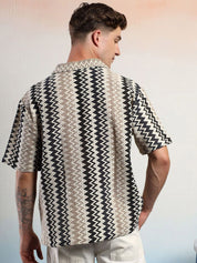 Kotty Men Sheer Striped Casual Shirt