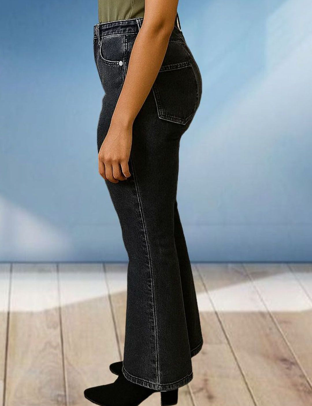 Kotty Women Relaxed Fit High-Rise Cotton Highly Distressed Flared Stretchable Jeans