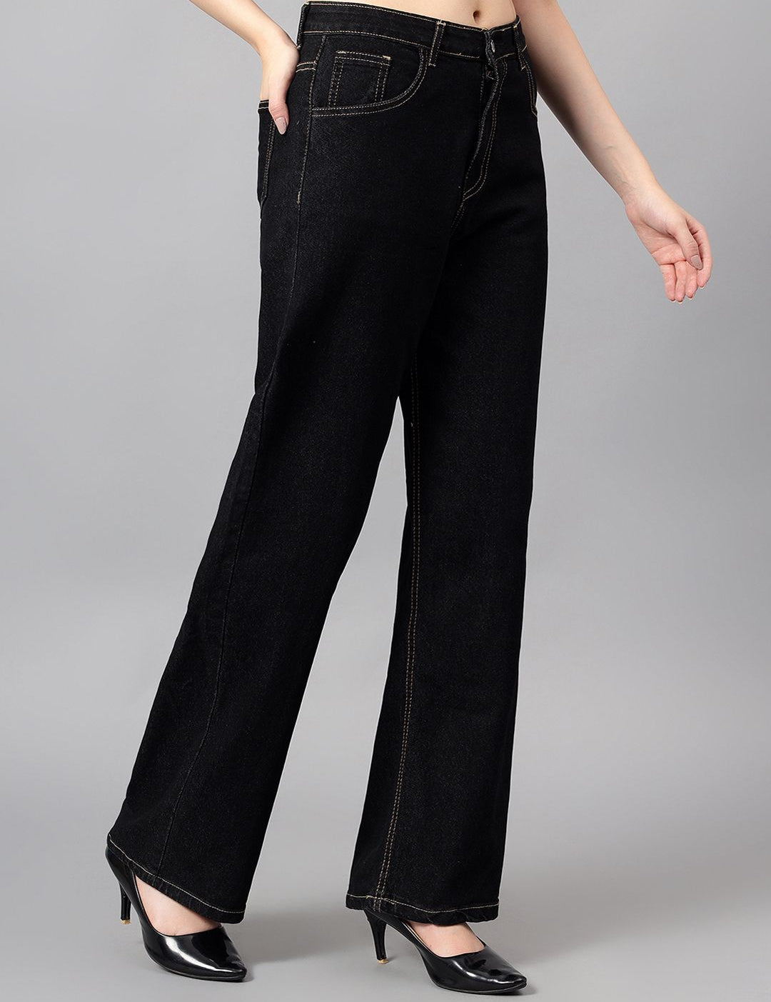 Kotty Women Straight Fit High-Rise Cotton Stretchable Jeans