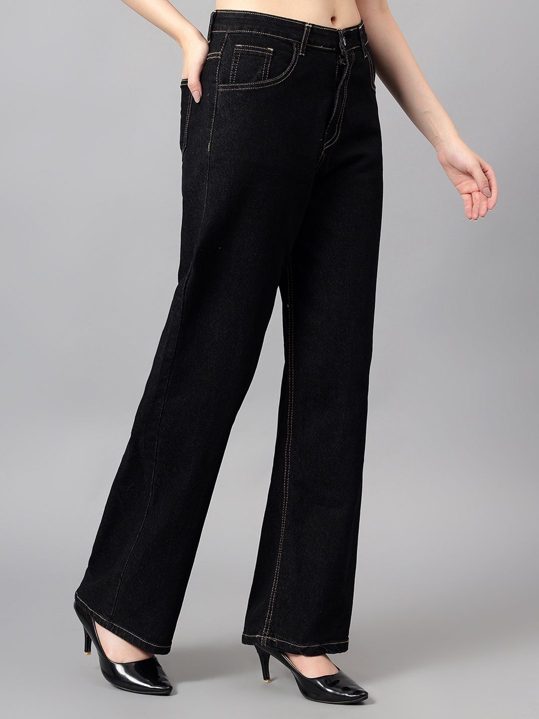 Kotty Women Straight Fit High-Rise Cotton Stretchable Jeans