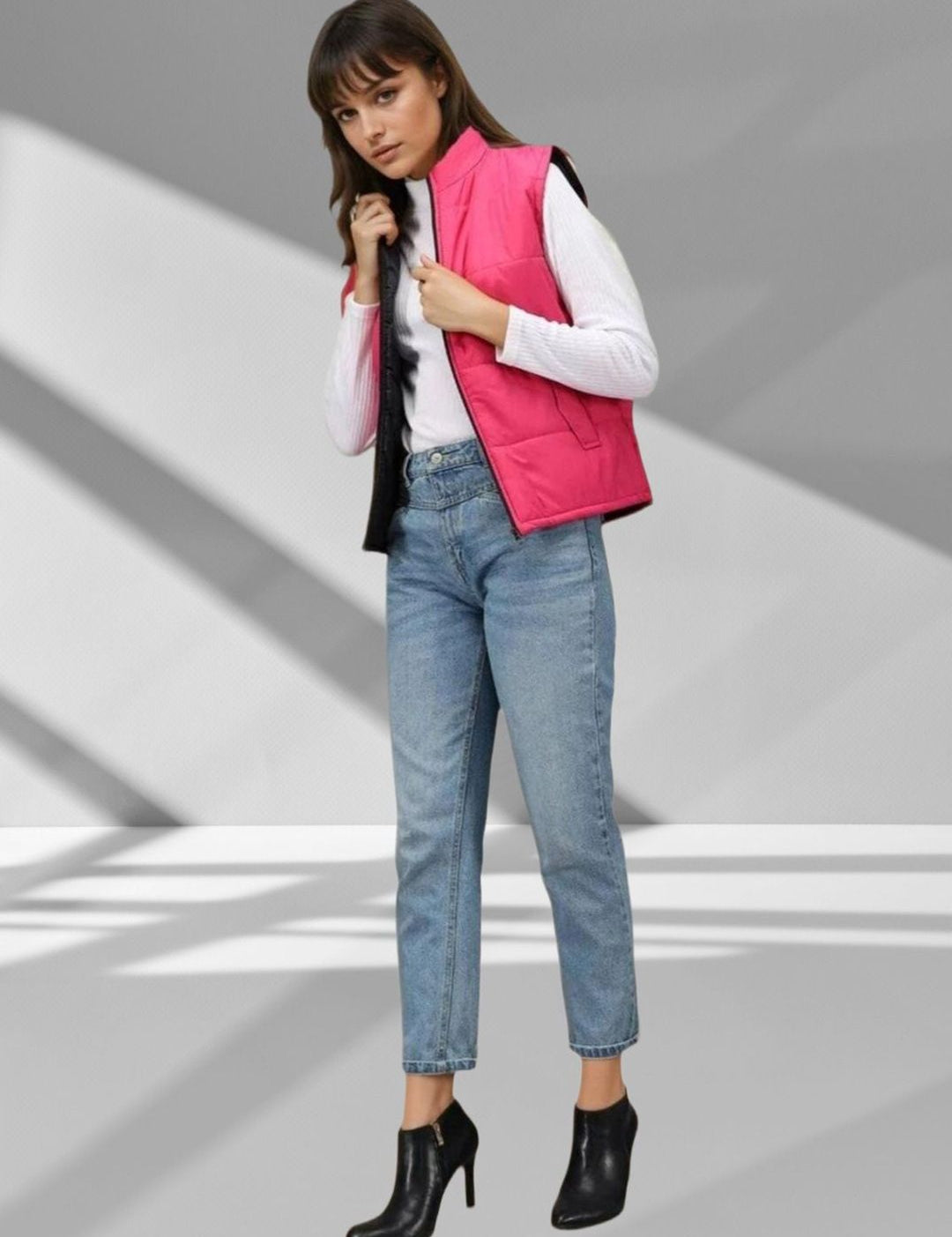 Kotty Women Stand Collar Solid Lightweight Gilet Jacket