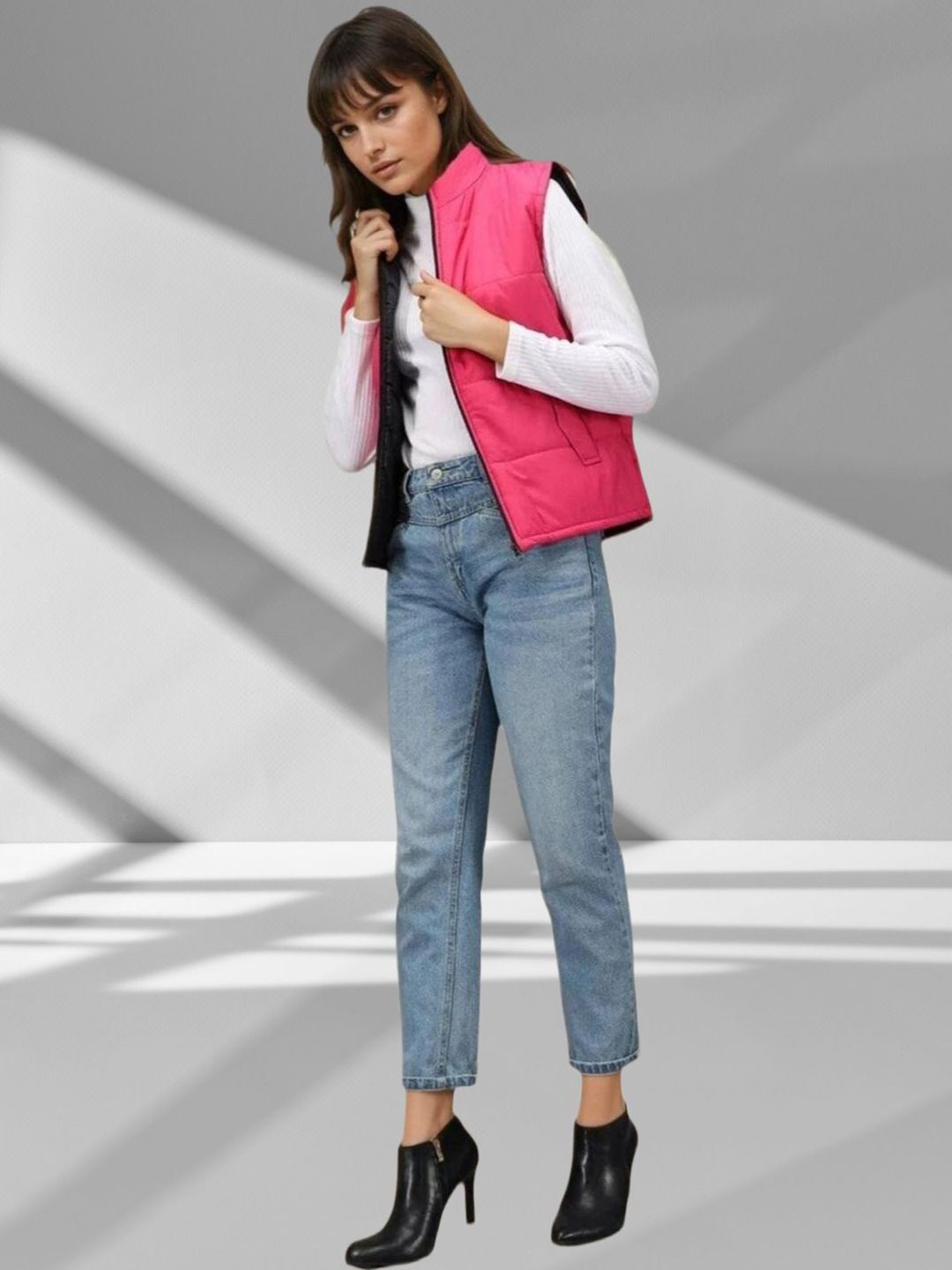 Kotty Women Stand Collar Solid Lightweight Gilet Jacket