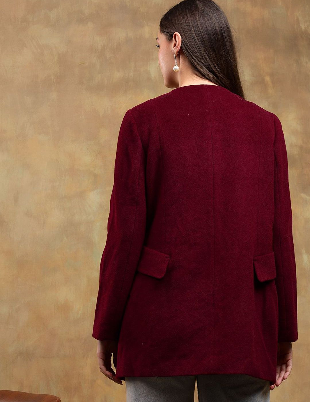 Kotty Band Collar Long Sleeves Overcoat