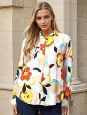 Kotty Women Spread Collar Floral Printed Cotton Casual Shirt