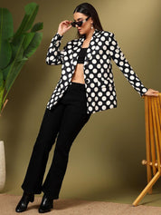 Kotty Printed Notched Lapel Single Breasted Blazer