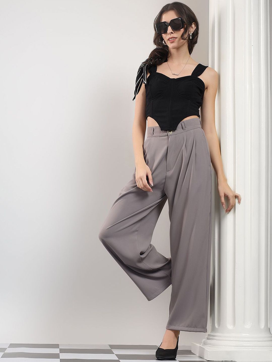 Kotty Women High-Rise Easy Wash Pleated Trousers