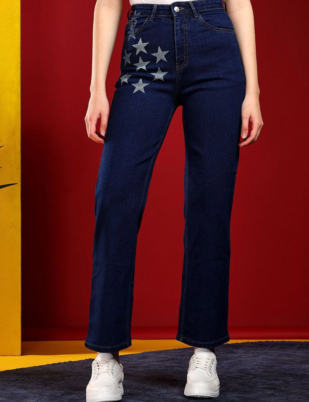 Kotty Women Cotton Jean Straight Fit High-Rise Stretchable Jeans