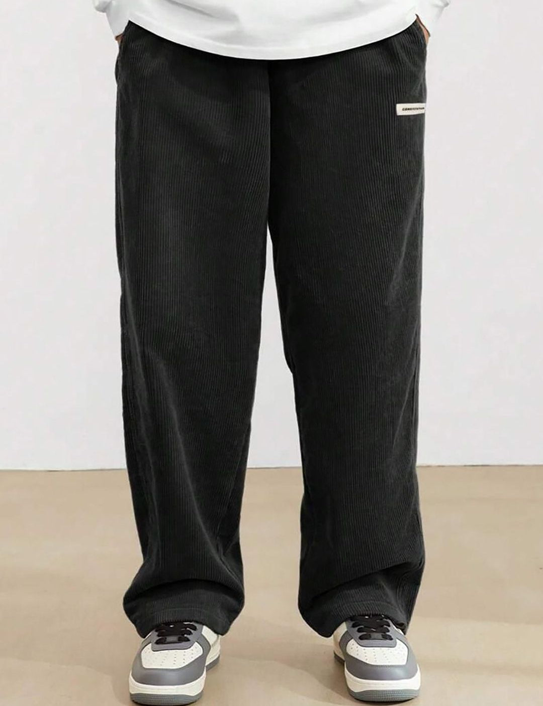 Kotty Men Relaxed Loose Fit High-Rise Corduroy Cotton Trousers